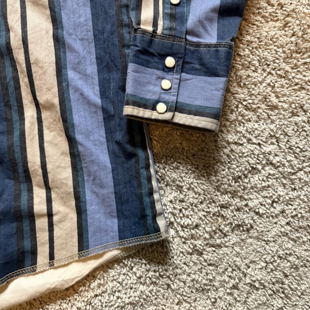 Vintage 90s Wrangler Brushpopper Pearl Snap Long Sleeve Men‎ 2XL 18x36 - Picture 2 of 7